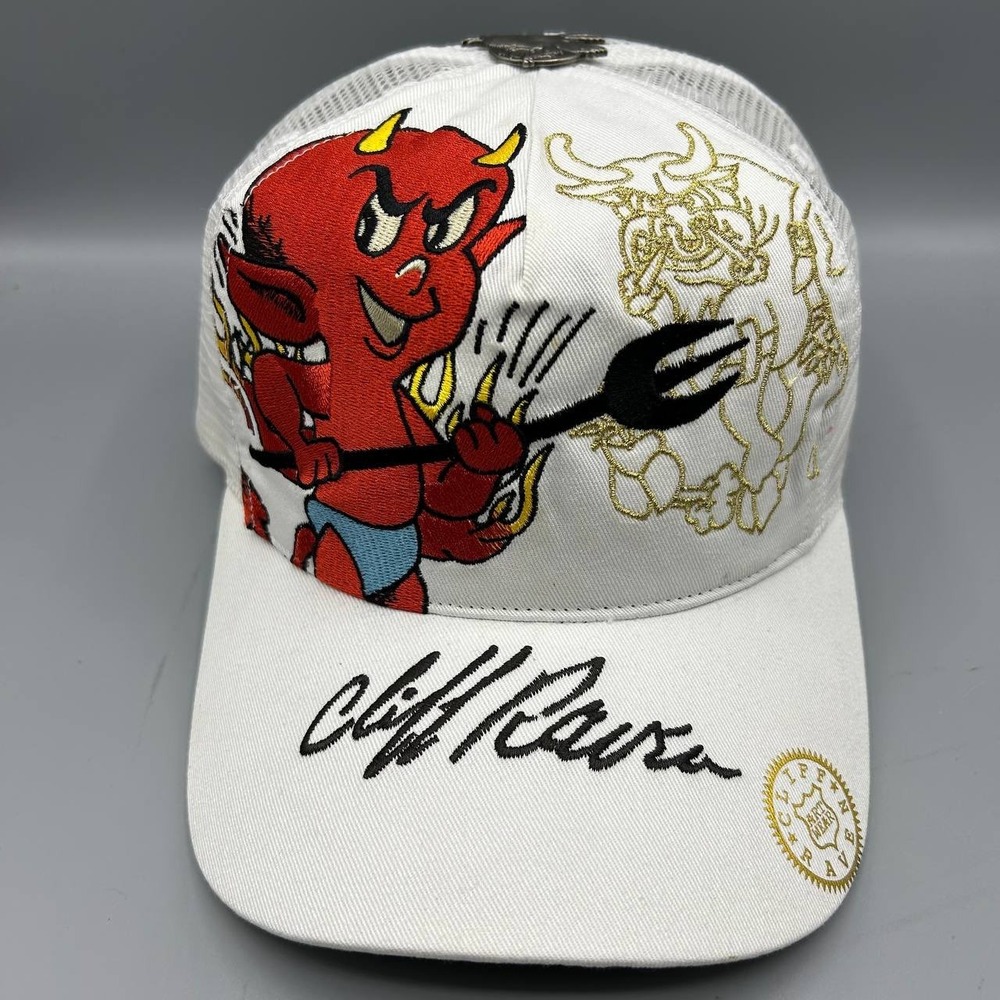 Vintage Cliff Raven Hat White Ed Hardy Japanese tattoo Snap back Trucker Cap 90s